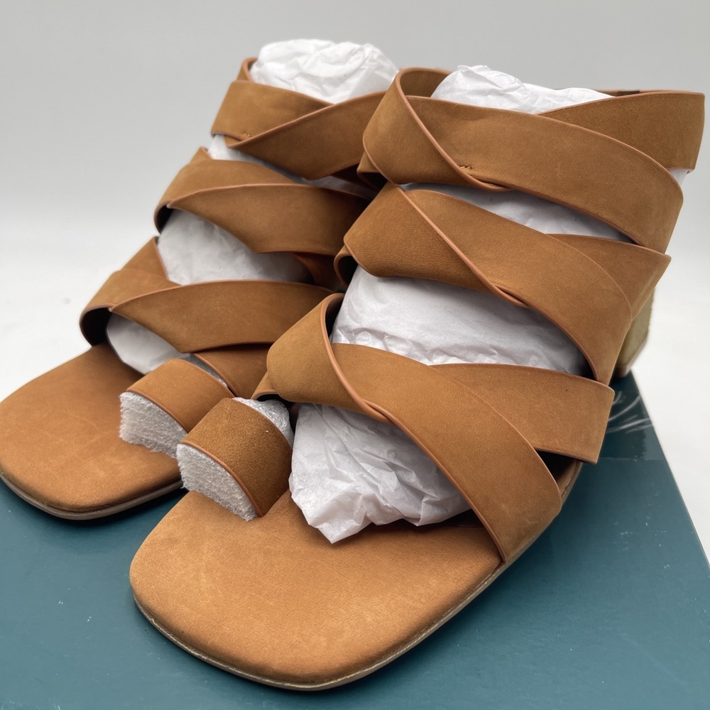Aerosoles Womens 11M Dark Wheat Suede Harley Block Heel Strappy Sandals